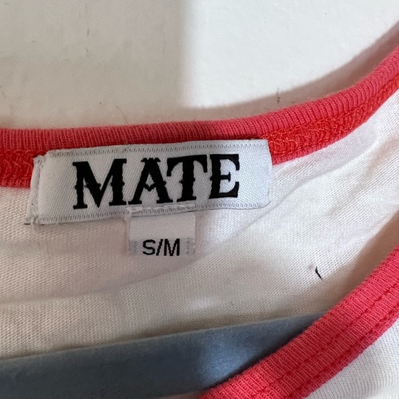 Mate The Label Retro Red & White Graphic T Shirt Livin Easy Tee - Picture 3 of 4